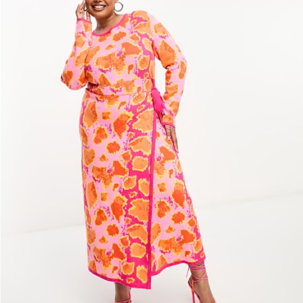 Never Fully Dressed Pink and Orange knit Floral Dress XXL